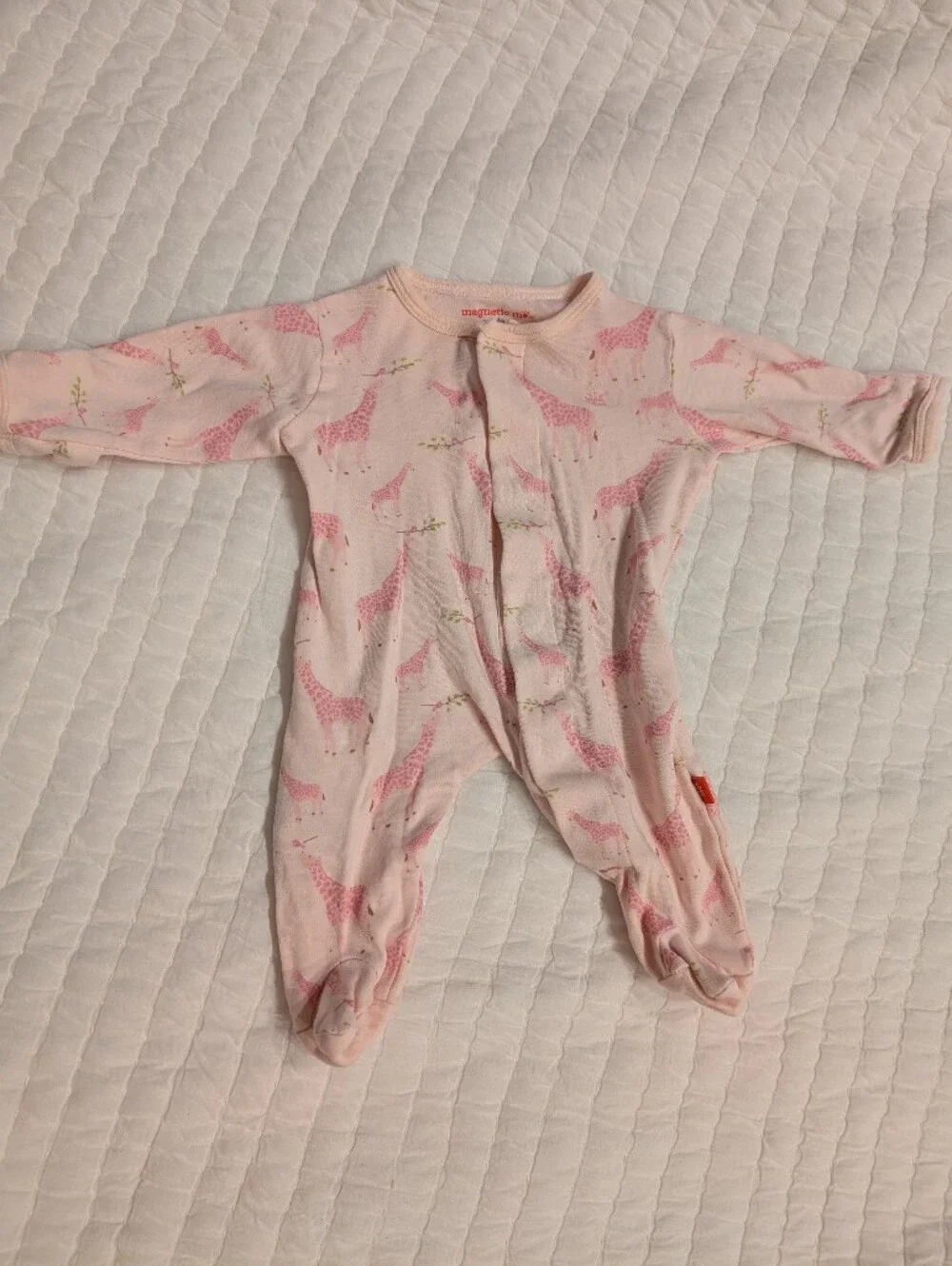 Magnetic Me Pink Giraffe Print Footed One-Piece